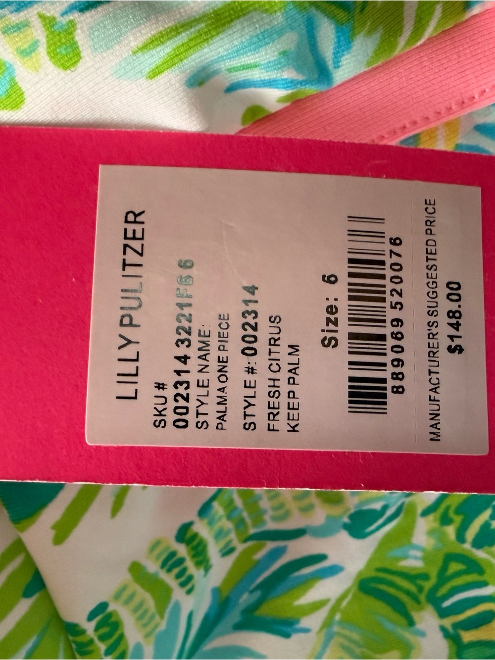 Lilly Pulitzer Tropical Palm Print One-Piece in Pink, Green & Aqua - Picture 2 of 4